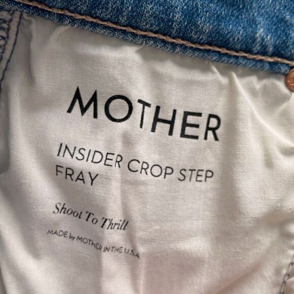 Mother Jeans Insider Crop Step Fray Stretch Straight Leg Shoot To Thrill Size 25 - Picture 6 of 7